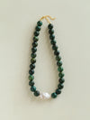 Hand-made Dark green African Turquoise Baroque Pearl Necklace
