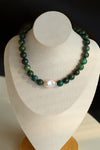 Hand-made Dark green African Turquoise Baroque Pearl Necklace