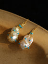18K gold plated turquoise baroque pearl earrings