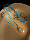 Multi-Energy Red Agate Blue Turquoise Sand Gold Gourd Baroque Long Necklace