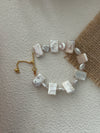 Geometric Square Disc Baroque Pearl Bracelet