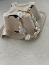 Geometric Square Disc Baroque Pearl Bracelet