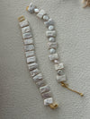 Geometric Square Disc Baroque Pearl Bracelet