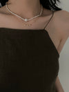 Exquisite Mini Diamond-Studded Freshwater Pearl Necklace