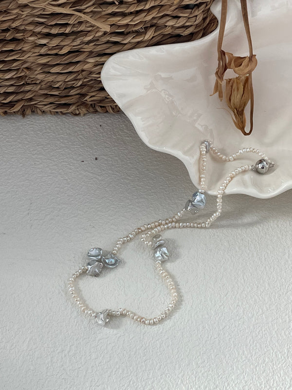 Petal Baroque Pearl Magnetic Clasp Necklace