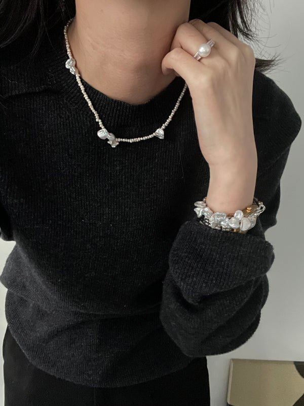 Petal Baroque Pearl Magnetic Clasp Necklace
