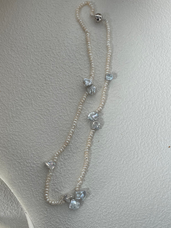 Petal Baroque Pearl Magnetic Clasp Necklace