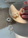 Elegant Bloom 18K Silver-plated Flower Pearl Earrings