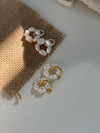 Elegant Bloom 18K Silver-plated Flower Pearl Earrings