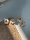 Elegant Bloom 18K Silver-plated Flower Pearl Earrings