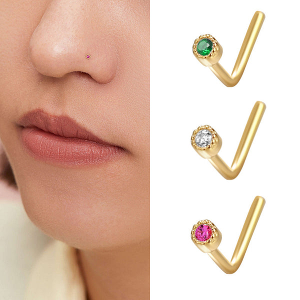 20G S925 sterling silver L-shaped nose stud