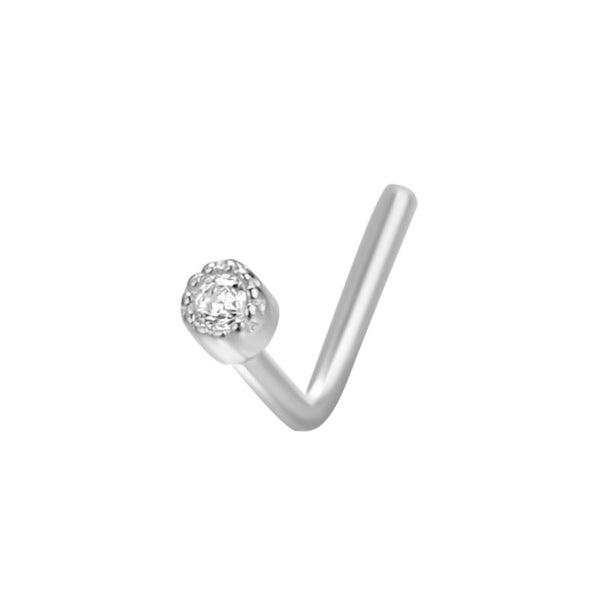 20G S925 sterling silver L-shaped nose stud