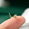 Eight-star zircon flower L-shaped S925 piercing nose stud