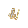 Body Piercing Cross S925 Silver L-Shaped Zircon Nose Stud