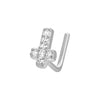 Body Piercing Cross S925 Silver L-Shaped Zircon Nose Stud