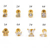 Sterling Silver S925 Sparkling Zircon Ear Bone Studs Flat-bottom Piercing
